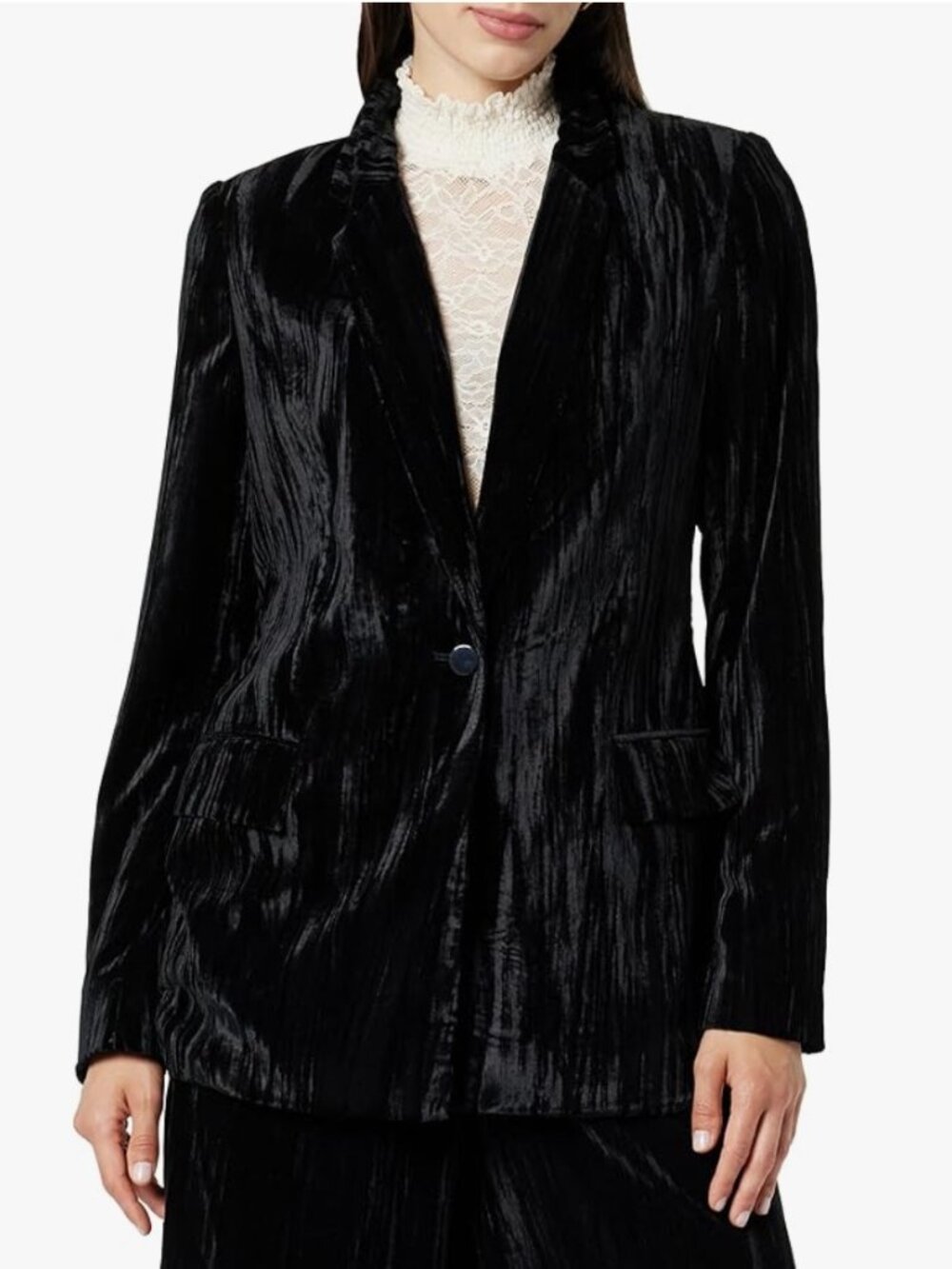 The Drop Women's Blake Black Crushed Velvet Blazer Size XL